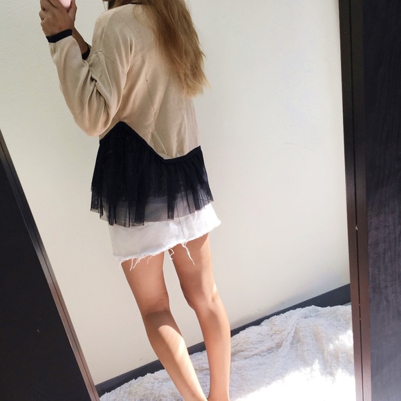 English Factory Tulle Sweater - Camel/ Black - Picture 4 of 8